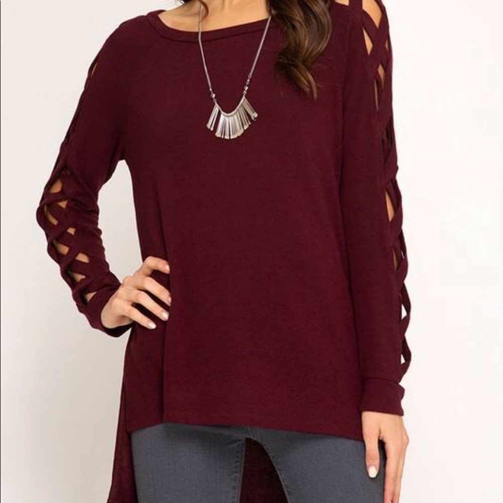 Hi -Low Cranberry Top